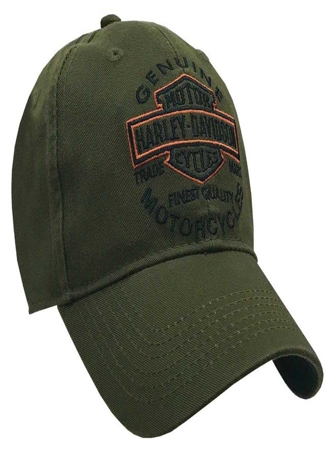 HARLEY DAVIDSON Harley-Davidson Men's Embroidered Long Bar & Shield Baseball Cap, Olive - Image 1